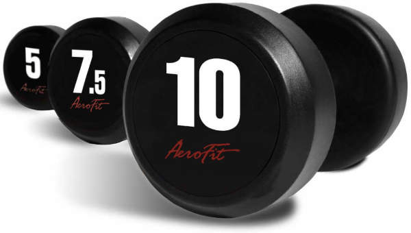 Набор обрезиненных гантелей AeroFit, 40-50 кг - 5 пар, шаг 2,5 кг арт. AFDB40-50  